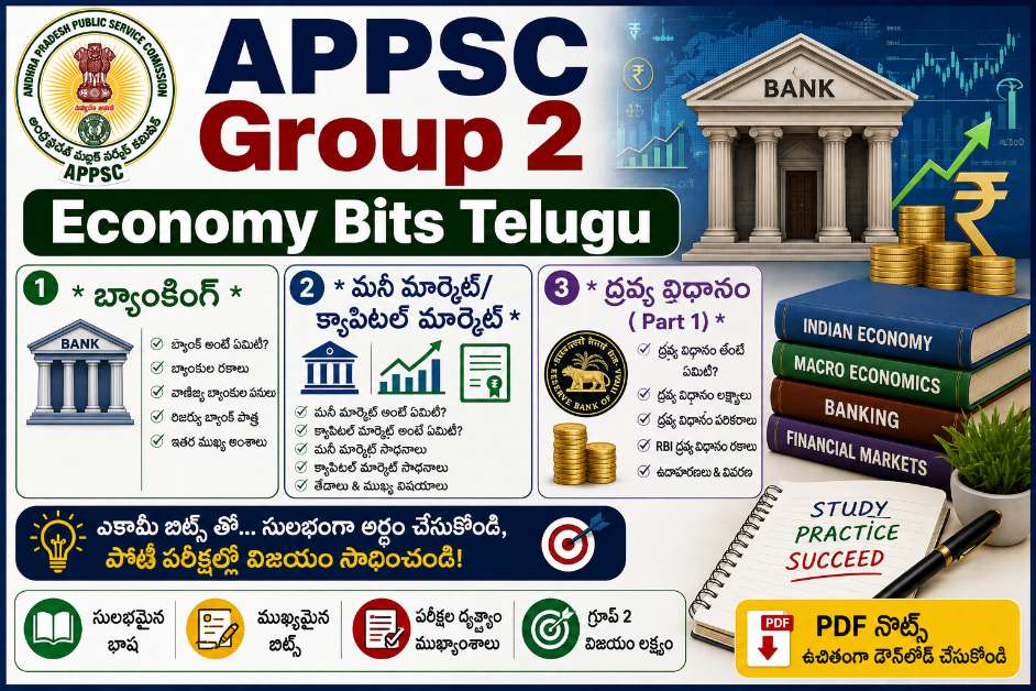 appsc group 2 economy bits telugu banking money market capital market