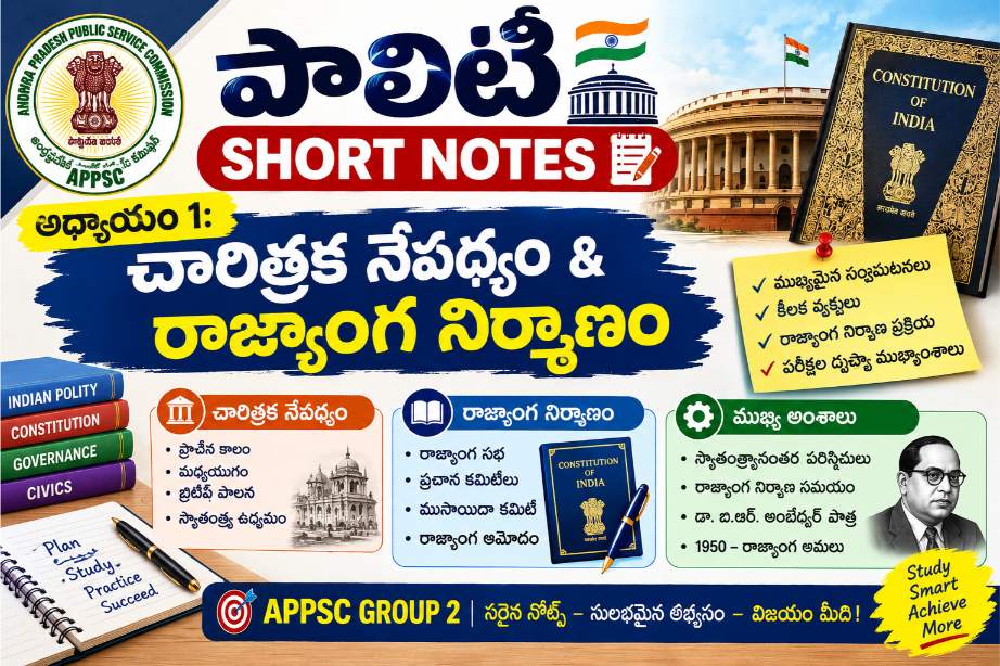 పాలిటీ షార్ట్ నోట్స్ తెలుగు - రాజ్యాంగ చారిత్రక నేపథ్యం