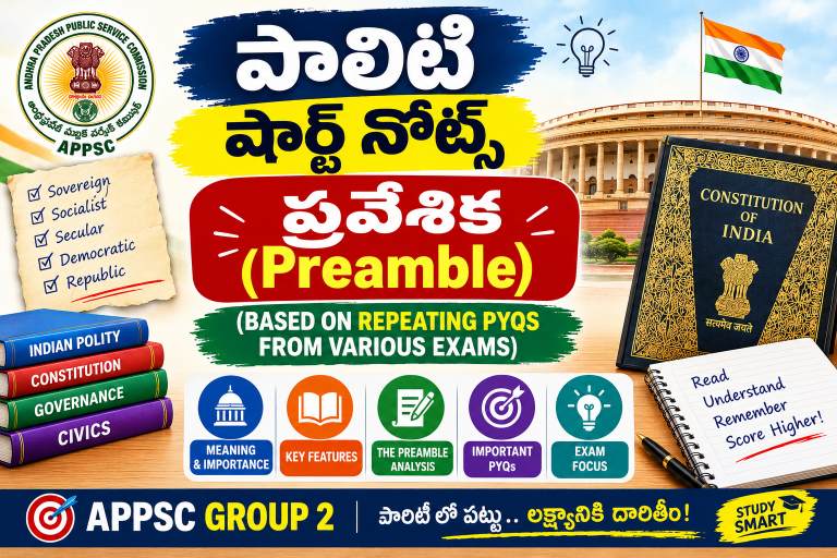 పాలిటీ షార్ట్ నోట్స్ తెలుగు - రాజ్యాంగ ప్రవేశిక (Preamble)
